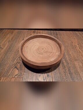 Bloomingville - Decorative Paulownia Pedestal Tray - Rustic - Wood (11.75"Dia)